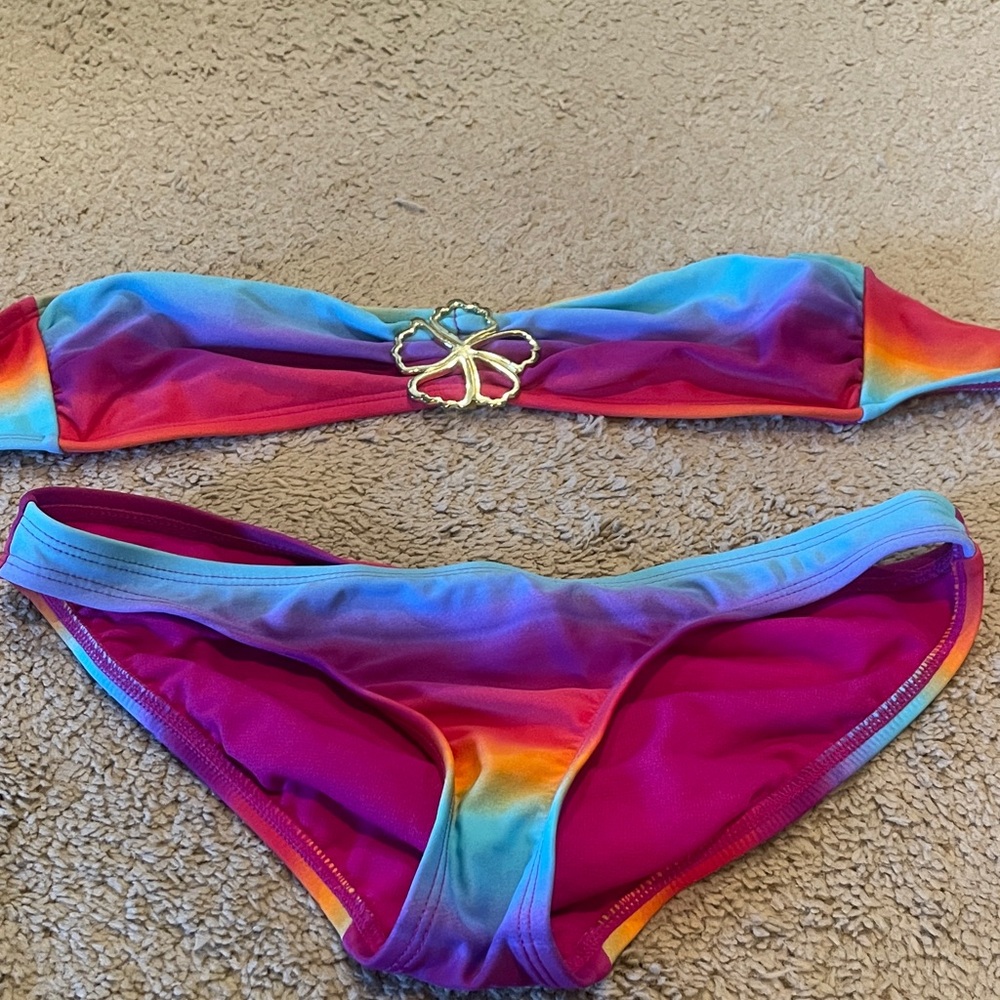 Xhilaration Multicolor Bikini Set with Gold Accent
